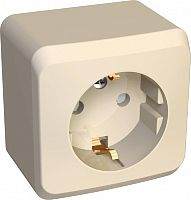 Розетка с заземлением накладная Systeme Electric Этюд 1-м. шторки кремовый картинка